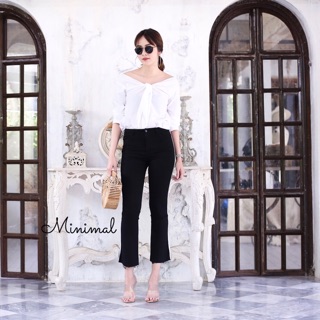 Flare trousers with white side stripe