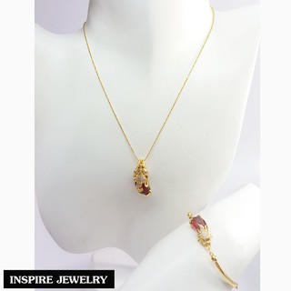 Inspire Jewelry (NN) ,ชุดเซ็ทสร้อยคอปี่เซียะ สร้อยข้อมือปีเซียะ งาน Design ตัวเรือนหุ้มทองแท้24K  เงินทองโชคลาภ  ร่ำรวย