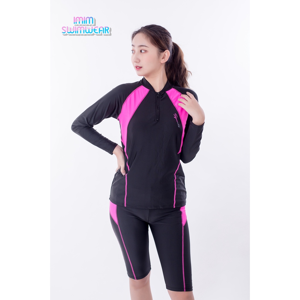 รุ่น 3906 ชุดว่ายน้ำ แบบ 2 ชิ้น ใส่ได้ท้ัง ชายและหญิง แขนยาวกางเกงขาสามส่วน