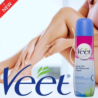 VEET Spray On Hair Removal Cream Sensitive 150g สเปรย์กำจัดขนสูตรอ่อนโยนสำหรับผิวบอบบางแพ้ง่ายสินค้านำเข้าจากออสเตรเลีย