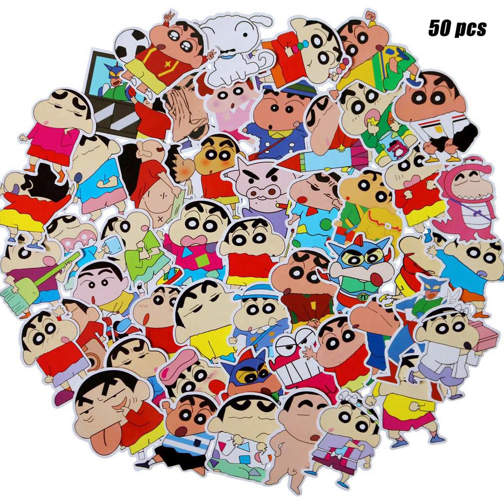 Crayon Shin-chan สติกเกอร์กันน้ำรูปแบบที่แตกต่างกัน, 50 ชิ้น