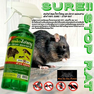 สเปรย์ สมุนไพรไล่หนู มด ปลวก แมลงสาบ ชัวร์ 100% (SURE   STOP RAT) (ปริมาณ 475 ML.) (สีเขียว)