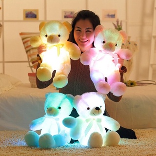 ตุ๊กตาหมีริบบิ้น มีไฟ Led เรืองแสง สีสันสดใส ของเล่นสําหรับเด็ก