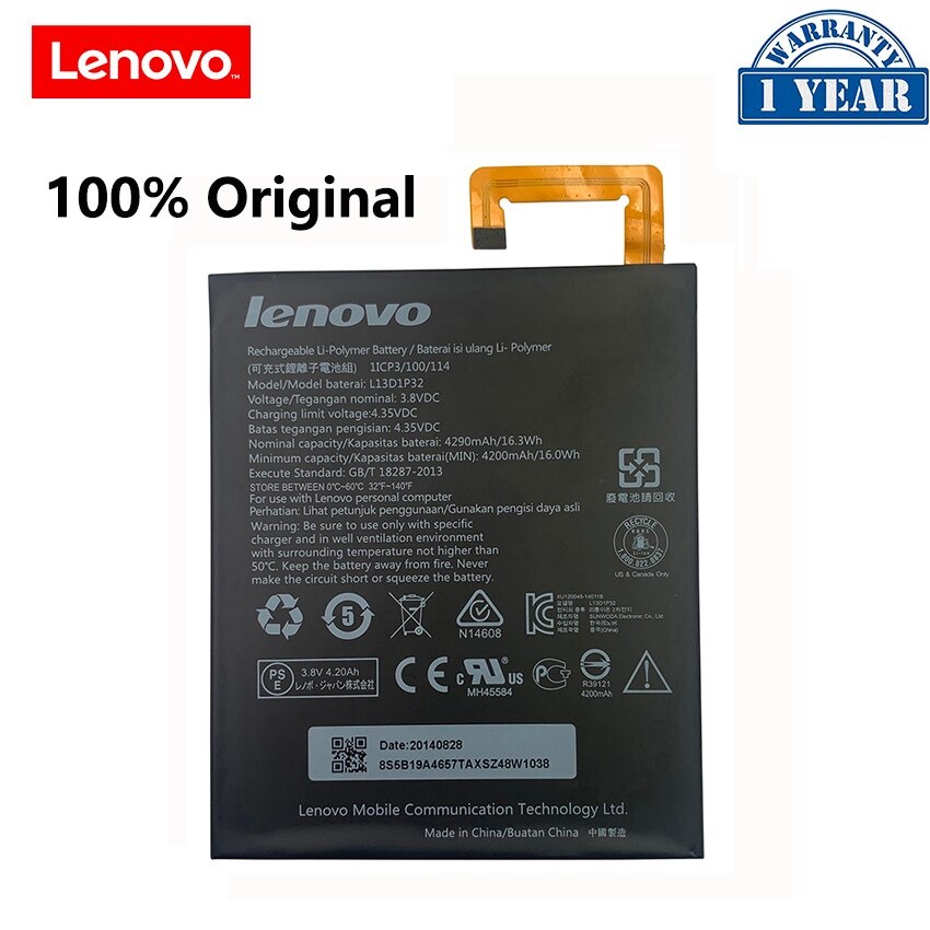แบตเตอรี่ Lenovo Lepad 8 A8-50 A5500 S8-50 Tab 3 TB3-850F TB3-850M L13D1P32 4290MAh