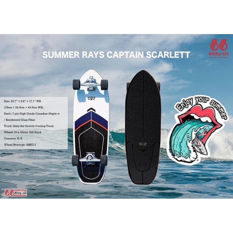 New!!! Surfskate แบรนด์ Sixty-six รุ่น Summer rays “Captain Scarlette”