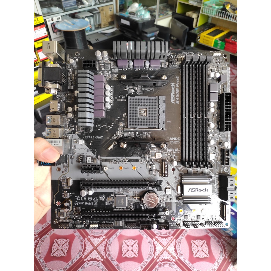 MAINBOARD (เมนบอร์ด) AM4 ASROCK B450M PRO4 มือสอง