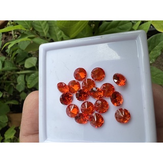 เพชรรัสเซีย สี ORANGE  ทรงกลม  CUBIC ZIRCONIA  BRILLIANT ORANGE (10 เม็ด)