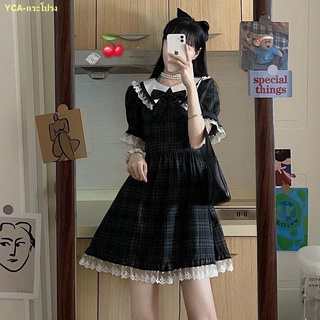 🍒สินค้าเฉพาะจุด🍒 New Lolita Retro Plaid Temperament Waist Dress