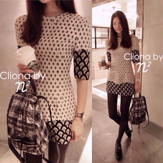 Sale งานป้ายCliona มินิเดรสผ้าcotton +polyester พิมล์ลาย Louis The Great Line Dress