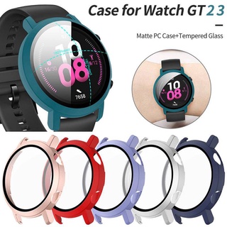 เคส PC ผิวด้าน พร้อมฟิล์มกระจกนิรภัย กันรอยหน้าจอ น้ําหนักเบา สําหรับ Huawei Watch 3 Pro GT3 Pro 42 มม. 46 มม. 48 มม. Huawei GT2E GT3Pro