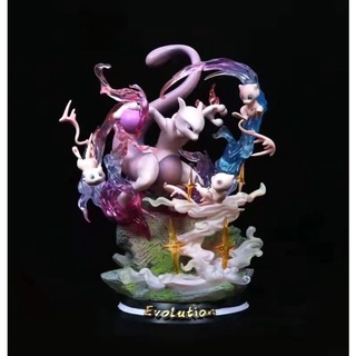 POKEMON MEW AND MEWTWO EVOLUTION STATUE FIGURE 26 cm 1.1 Kg LED Light งานมีไฟเปิด