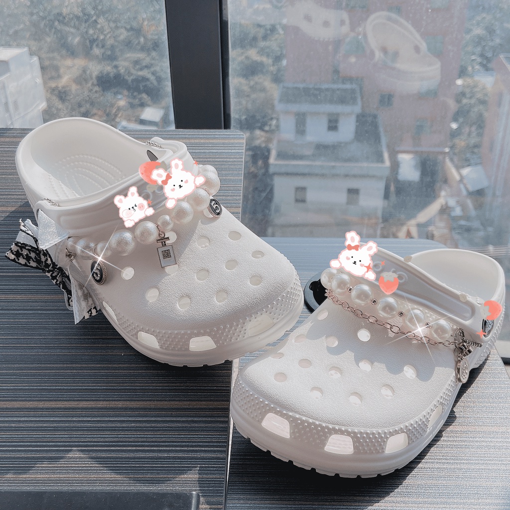 【💥Ooyoudo】สายโซ่โลหะ ประดับไข่มุก สําหรับตกแต่ง DIY 2 ชิ้น【แตะผู้หญิง jibitz อุปกรณ์เสริม】