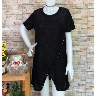 184630 เดรสได้/เสื้อยาวได้/knitกลิตเตอร์วิ๊งๆแต่งหมุดเก๋ๆทรงปล่อยใส่สบาย/อก40