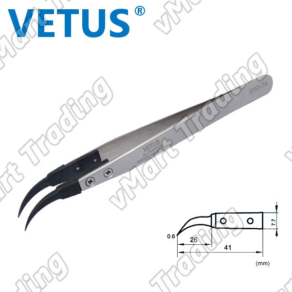 Vetus ESD-7A ESD-safe Exchangeable Tip Precision Tweezer