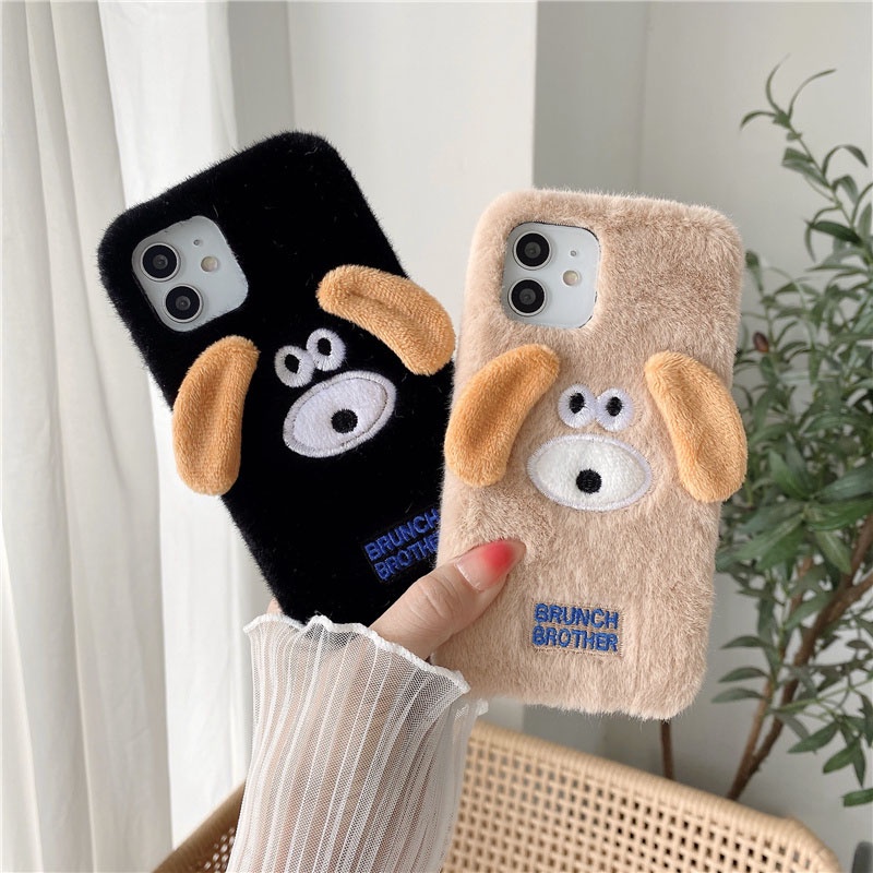Plush Dog OPPO F19 Pro F1s F5 F9 F7 F11 F17 Pro K7X Find X2 Pro Soft Phone Casing Case Oppo R17 Pro R11 R11s Plus R9s Plus R9s+ R11+ R11s+ Cute Cartoon Girl Phone Case
