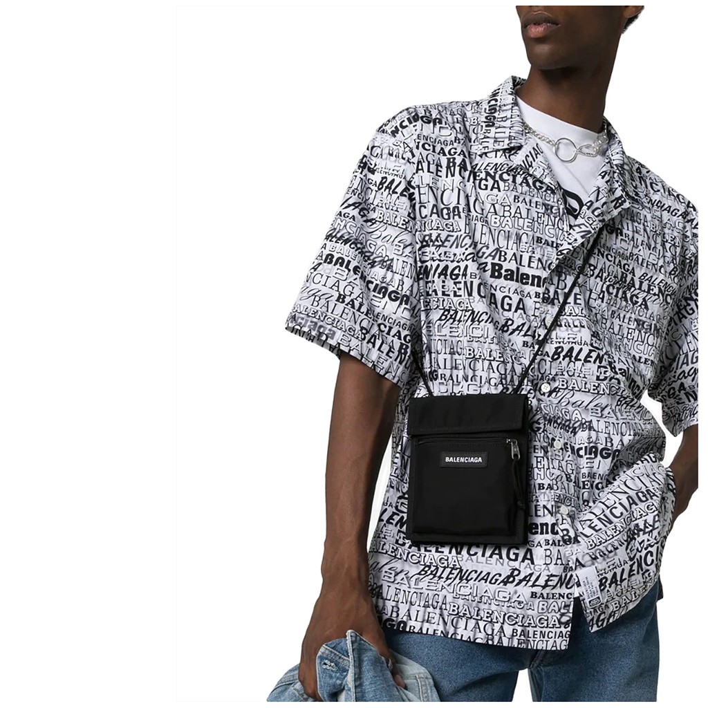 balenciaga explorer pouch strap leather