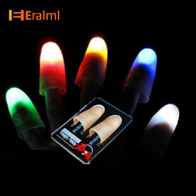 1 Pair Creative Magic Thumb Tip LED Light Magic Trick Finger Lights for Dance Party Props - Blue/Gre