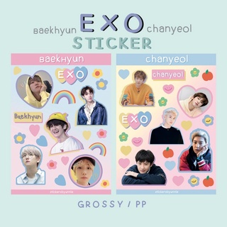 สติ๊กเกอร์ BAEKHYUN &amp; CHANYEOL (EXO) ขาวมัน/PP (ไดคัท/ไม่คัท)
