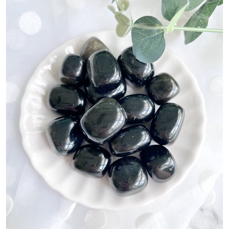 SG INSTOCKS GOLD SHEEN OBSIDIAN TUMBLES // POCKET STONES