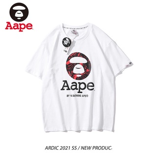 [S-5XL]Aape. เสื้อยืดแขนสั้นลําลอง ผ้าฝ้ายแท้ ทรงหลวม พิมพ์ลาย ape-man Head สไตล์อเมริกัน สําหรับผู้ชาย และผู้หญิง