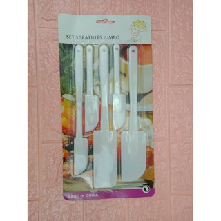 ไม้พายพลาสติก ที่ปาดหน้าเค้ก ปาดส่วนผสม SET 5ชิ้น SPATULES JUMBO   NO.2247mkk