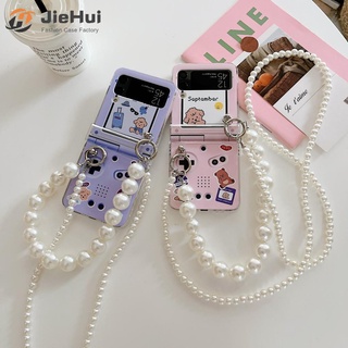 Jiehui เคสโทรศัพท์มือถือ ลายเกมคอนโซล สไตล์เกาหลี สําหรับ Samsung Z Flip4 Z Flip3 สามชิ้น