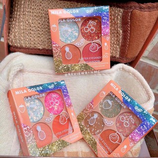 No.5021 Mila Color Glitter Eyeshadow มิลา คัลเลอร์ กลิตเตอร์ อายแชโดว์ พาเลททาตา กลิตเตอร์ กากเพชร วิบวับ ประกาย  4 ช่อง