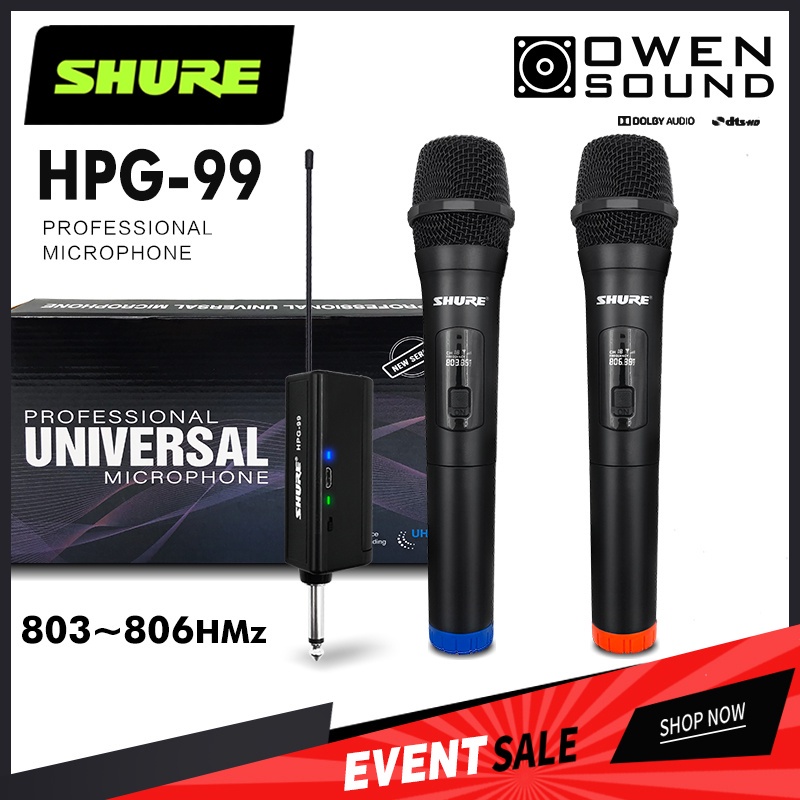 พร้อมส่ง！！ SHURE HPG-99เทรนด์ใหม่ 800MHZไมโครโฟนไร้สายuhfไมค์คู่แบบมือถือ ไมค์โครโฟน ชุดรับ-ส่งไมโคร