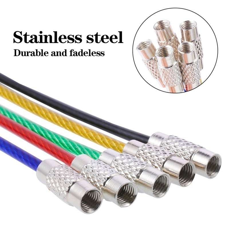 5/10 ชิ้น EDC พวงกุญแจ ลวดสเตนเลส พวงกุญแจรถ พวงกุญแจ วงกลม ที่มีสีสัน เชือก เคเบิล พวงกุญแจ ห่วง กลางแจ้ง ค่าย แท็กกระเป๋าเดินทาง - รูปที่ 4