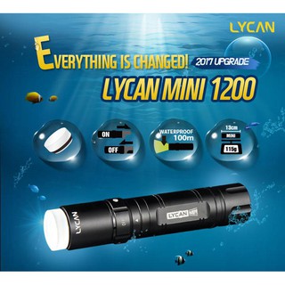 LYCAN MINI 1200 Lumens ไฟฉายสำหรับดำน้ำ เดินป่า คุณภาพสูง มาตรฐาน  CE / ROHS / FCC KC