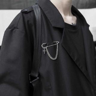 12060 Brooch retro cross chain pin hip hop minimalist student jewelry