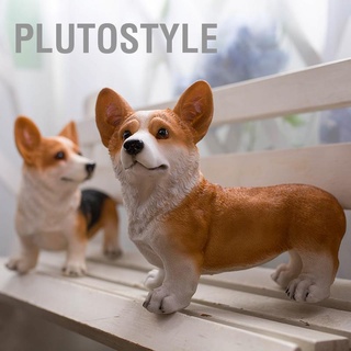 Plutostyle รูปปั้นสุนัขคอร์กี้เรซิ่นน่ารัก ขนาดเล็ก สําหรับตกแต่งสวน โต๊ะในร่ม