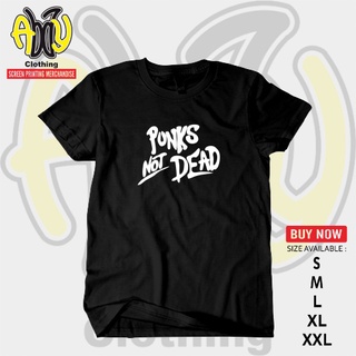 เสื้อยืดแขนสั้น ผ้าฝ้าย พิมพ์ลาย PUNKS NOT DEAD Combed 30s สีดํา ไซซ์ S M L XL XXLสามารถปรับแต่งได้