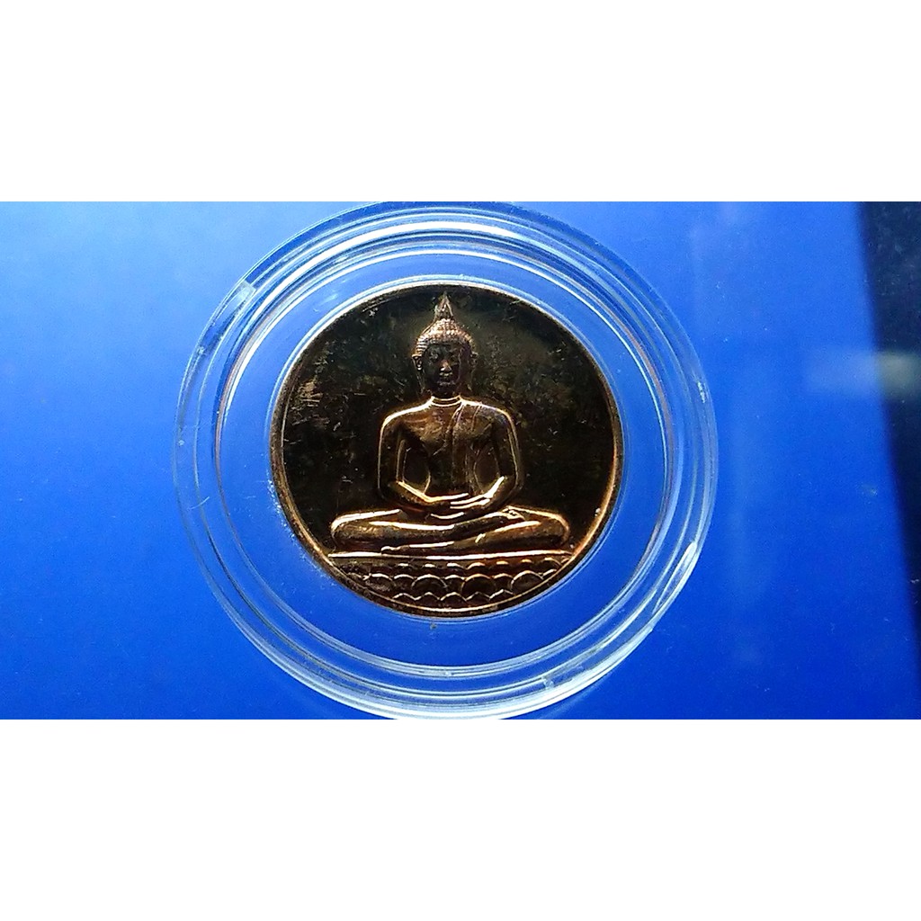 เหรียญทองแดงขัดเงาพ่นทราย (มีคราบ) พระพุทธสิหิงค์ หลัง 700 ปี ลายสือไทย หลวงพ่อเกษมปลุกเศก กรมธนารักษ์จัดสร้าง 2526