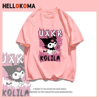  เสื้อยืดแขนสั้น ผ้าฝ้ายแท้ พิมพ์ลายการ์ตูน HELLO KOMA แฟชั่นฤดูร้อน สไตล์ตะวันตก สําหรับเด็กผู้หญิง