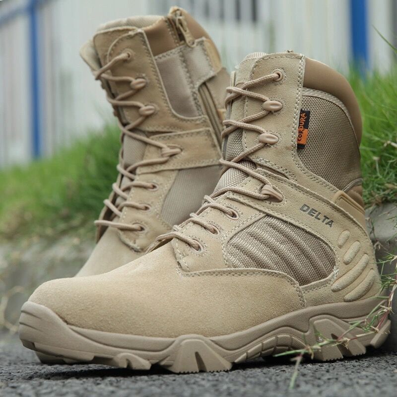 [lixia shop] รองเท้าทหาร Mens Special Forces Combat Boots Summer High-Top Desert Tactical Boots Ultr