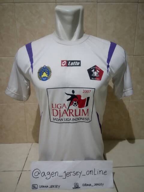 เสื้อ LOKAL Persik Kediri Away Djarum League 2007 สีขาว Retro Local