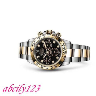 Rolex Daytona Daytona ครึ่งใบหน้าสีดำทอง 116503 เพชร 8 หน้าปัดเพชรหน้าปัดชั่วโมง 40mm