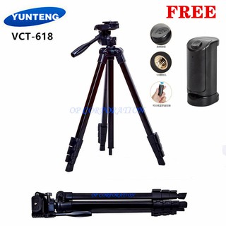 YUNTENG VCT-618 ขาตั้งกล้อง มือถือ3ขา tripod for DV Professional Photographic equipment ฟรีVCT-3281รีโมท+ตัวตั้งโทรศัพท์