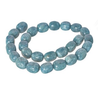 ลูกปัดหินแท้เม็ดรูปไข่ หินอมาซอไนท์ (Amazonite) 10x14 mm - (LZ-0237 สีฟ้า)