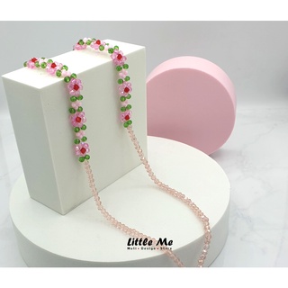 สายคล้องแมส หน้ากากอนามัย คล้องแว่นตา ประดับคริสตัลเกรดดี Little me jewelry ลายดอกไม้ น่ารัก ,งานฝีมือ ,สร้อยคอ