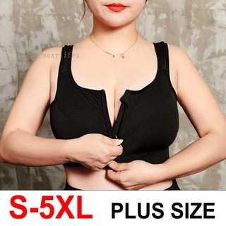 Sexylifes S-5XL สปอร์ตบรา โยคะ สุดฮอต ผู้หญิง กันกระแทก เสื้อยิม สปอร์ตบรา ซิปหน้า ใหญ่ เลดี้ ดันทรง บราเซียร์ ชุดกีฬา พลัสไซซ์