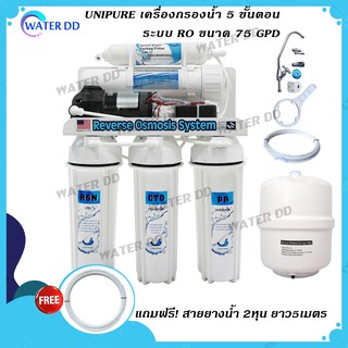 UNIPURE เครื่องกรองน้ำ 5 ขั้นตอนระบบ RO ขนาด 75 GPD แถมฟรี สายน้ำ เพิ่ม 5 เมตร Water Filter คุณภาพดี ราคาประหยัด