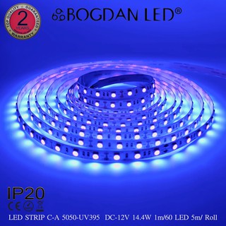 LED STRIP C-A5050-UV DC-12V 14.4W/1M IP20 ยี่ห้อBOGDAN LED แอลอีดีไฟเส้นสำหรับตกแต่ง 300LED/5M 72W/5M Grade A