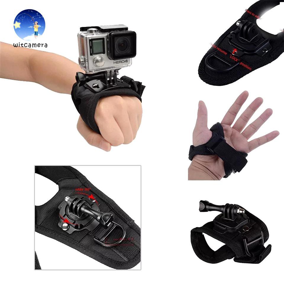360 Degree Rotating Globe Style Wrist Strap Band Mount Hand Palm Belt Lanyard Holder with Screw for GoPro Hero SJCam YI