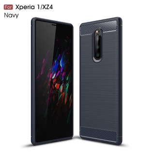 เคสโทรศัพท์มือถือ ซิลิโคน TPU นิ่ม คาร์บอนไฟเบอร์ สําหรับ Sony Xperia 1 XZ4