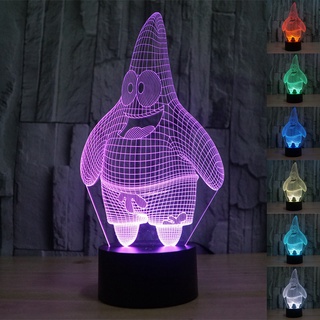 โคมไฟตั้งโต๊ะ LED 3D ทรงสี่เหลี่ยม ไล่โทนสี 7 สี ชาร์จ USB