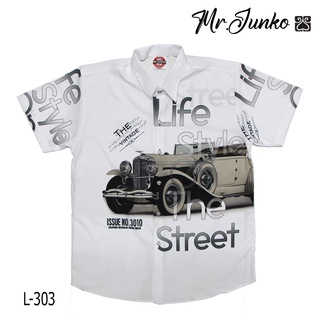 ⚡ ส่งฟรี⚡เสื้อเชิ้ต งานต่อลาย Mr-Junko ผ้าซาติน นิ่ม ใส่สบายไม่ร้อน L-303