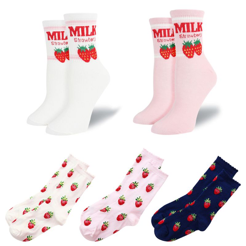 WIT Sweet Women s Socks Funny Cute Cream Candy Color Milk Strawberry Socks Fo
