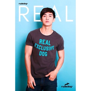 rudedog เสื้อคอกลม  ชาย หญิง  รุ่น  real สีเทาดิน